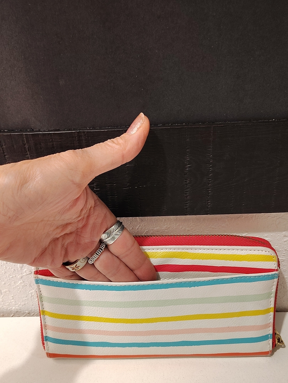 Striped Zip-Around Wallet - Picture 2 of 4